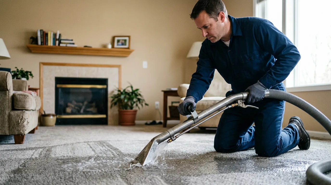 Water damage restoration technician working near Alexandria, TN